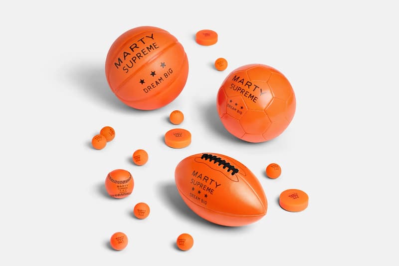 A24 Drops a Full Roster of Orange 'Marty Supreme' Sports Balls basketball soccer ball hockey puck golf ball tennis ball baseball ping pong
